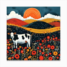 Cow In A Field Canvas Print