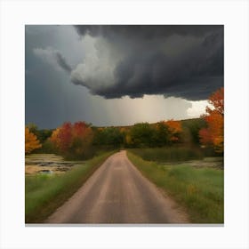 Storm Clouds Over A Country Road Canvas Print