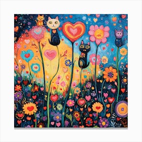 Abstract painting of a cat in a flower field 8 Canvas Print