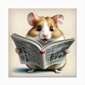 Hamster Reading Newspaper 1 Canvas Print