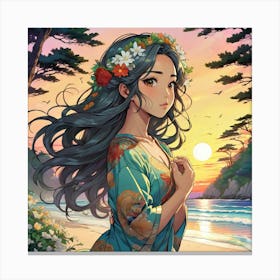 Flower Girl At The Beach 10 1 Canvas Print