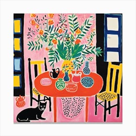 Cat At The Table 10 Canvas Print