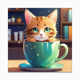 cute Cat In A Cup Canvas Print