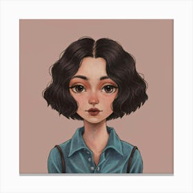 Girl With Black Hair  Print Canvas Print