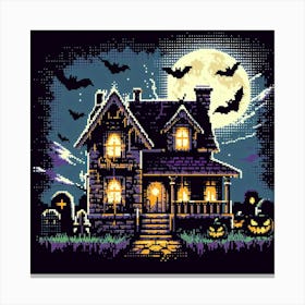 8-bit haunted house Canvas Print