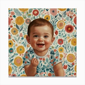 Baby In Flowers Canvas Print