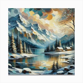 Montain lac oil painting abstract painting art 17 Canvas Print