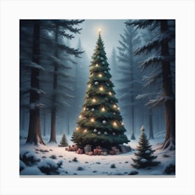 Christmas Tree In The Forest 110 Canvas Print