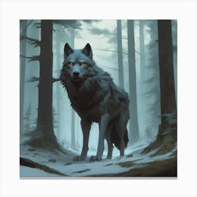 Wolf In The Woods 54 Canvas Print