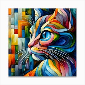 Colorful Cat Painting 3 Canvas Print