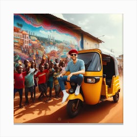 Man On A Rickshaw Canvas Print