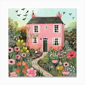 Pink House In The Garden Canvas Print