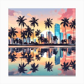 Sunset In Miami City, 1313 Canvas Print