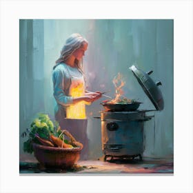 Woman Cooking Canvas Print