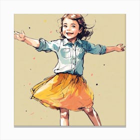 Little Girl In Yellow Skirt Canvas Print