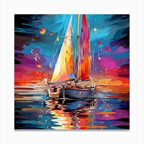 Sailboat At Sunset 11 Canvas Print