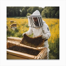 Beekeeper Inspecting Hive 6 Canvas Print