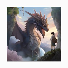 Girl And A Dragon Canvas Print