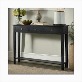 Black Console Table With Turnwood Legs 2 Canvas Print