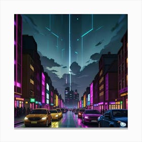 Electric Ambience A Vibrant Night Scene Canvas Print