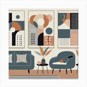 Scandinavian style, Abstract, geometric shapes 1 Canvas Print