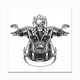 Skeleton On A Motorcycle Canvas Print
