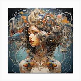 Woman With A Machine Head Canvas Print