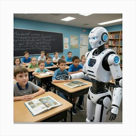 Robot In Classroom 8 Canvas Print