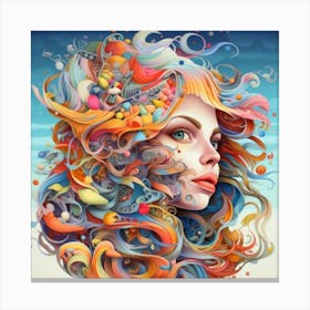 Girl With Colorful Hair Canvas Print