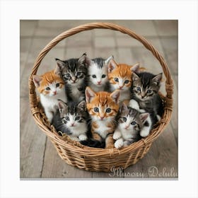 Basket of Kittens Canvas Print