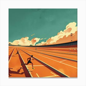 Illustration Of Runners Running On A Track Canvas Print