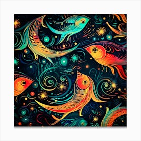 Seamless Pattern With Fishes Canvas Print