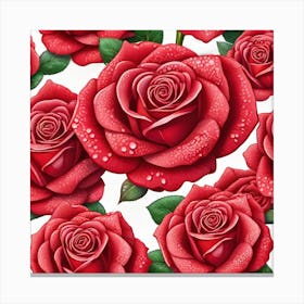 Red Roses Seamless Pattern 6 Canvas Print