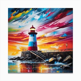 Sunset At The Lighthouse 2 Canvas Print