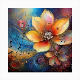 Flower With Music Notes Canvas Print