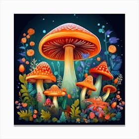 Mushrooms In The Forest 33 Canvas Print