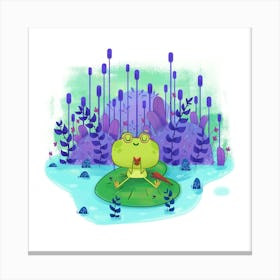 Cute book loving frog Canvas Print
