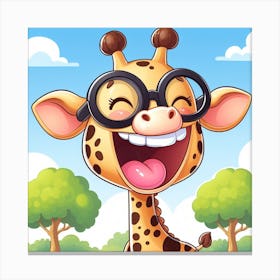 Giraffe With Glasses 5 Canvas Print