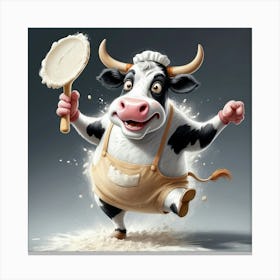 Cartoon Cow In Apron Canvas Print