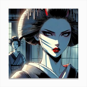 Geisha Creative Illustration Artwork 12 Canvas Print