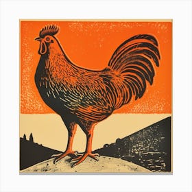 Retro Bird Lithograph Chicken 3 Canvas Print