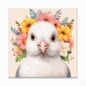 Floral Baby Pigeon Nursery Illustration (52) Canvas Print