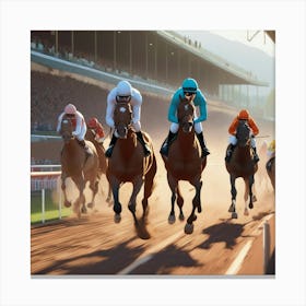 Horse Racing At The Track Canvas Print
