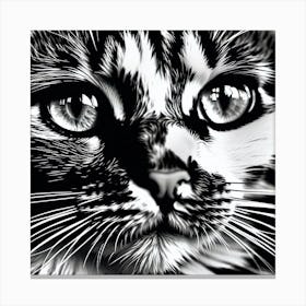 Black And White Cat 10 Canvas Print