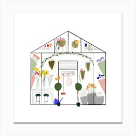The Flower House Square Canvas Print
