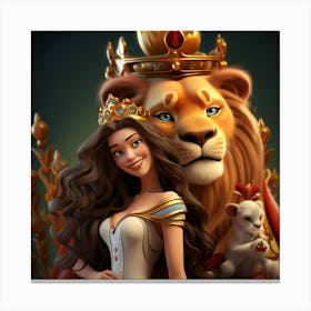 Lion And The Princess Canvas Print