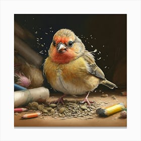 Bird With A Pencil Canvas Print