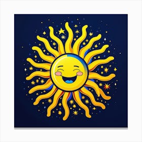 Lovely smiling sun on a blue gradient background 29 Canvas Print