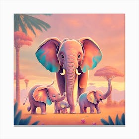 Elephants In The Wild Canvas Print