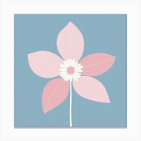 A White And Pink Flower In Minimalist Style Square Composition 474 Canvas Print